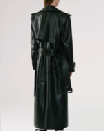 Black Sheepskin Duster Leather Trench Coat - Image 2