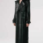 Black Sheepskin Duster Leather Trench Coat