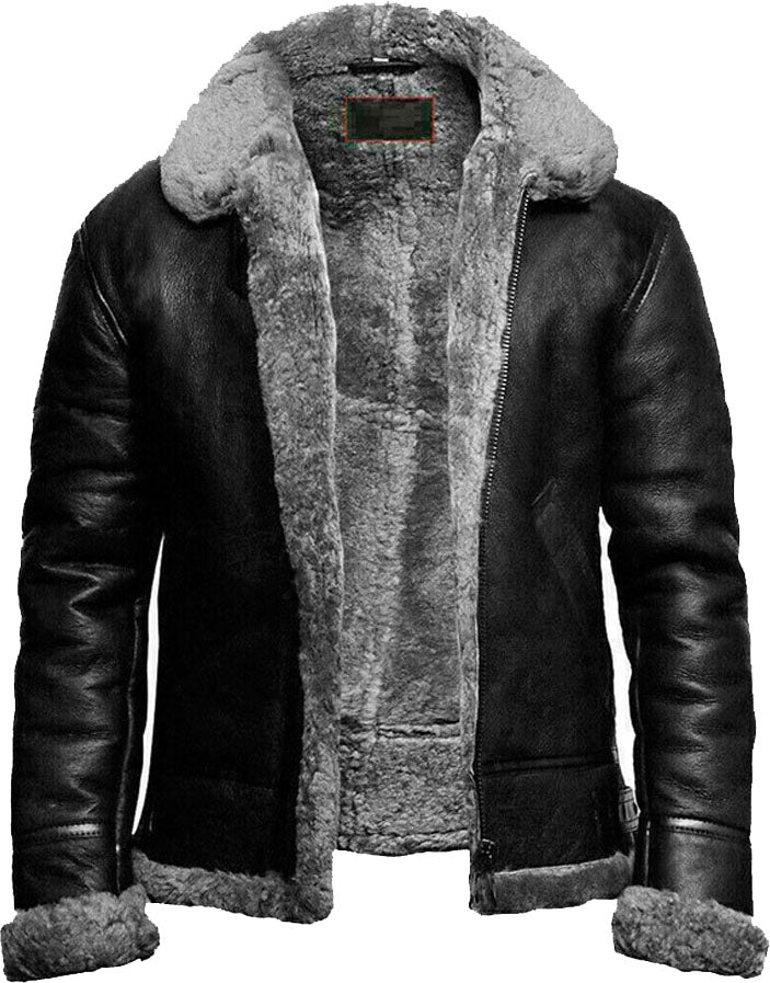 Brand-New-B3-Bomber-Leather-Jacket-with-Fur.jpg Brand New B3 Bomber Leather Jacket With Fur - Image 1