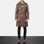 Mens Brown Sheepskin Leather Duster Coat