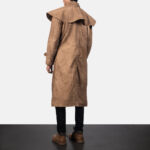 Brown Sheepskin Leather Trench Duster Coat Mens - Image 2