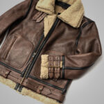 Brown Sheepskin Jacket For Men with sherpa lining - Image 7