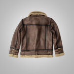 Brown Sheepskin Jacket For Men with sherpa lining - Image 4