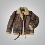 Brown Sheepskin Jacket For Men with sherpa lining - Image 5