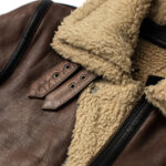 Brown Sheepskin Jacket For Men with sherpa lining - Image 8
