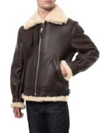 Classic B-3 Sheepskin Leather Bomber Jacket - Image 10