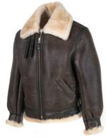 Classic B-3 Sheepskin Leather Bomber Jacket - Image 3
