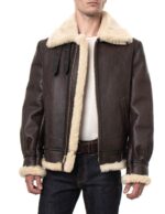 Classic B-3 Sheepskin Leather Bomber Jacket - Image 7