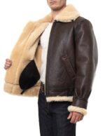 Classic B-3 Sheepskin Leather Bomber Jacket - Image 8