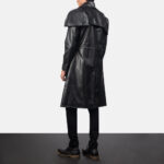 Mens Classic Black Cowhide Leather Duster Coat - Image 2