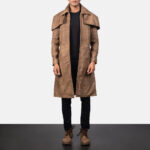 Mens Classic Brown Cowhide Leather Duster Coat