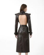 Crocodile Leather Open Back Trench Coat - Image 2