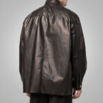 Custom Full Sleeves Black Leather Shirt - Image 4