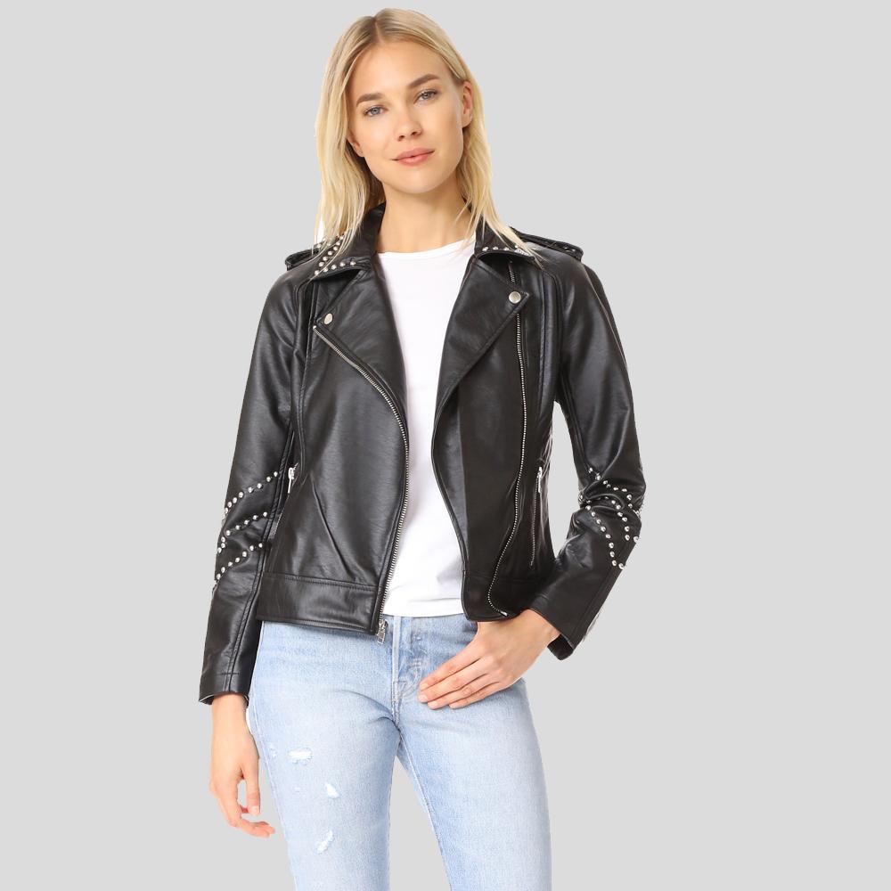 DaniBlackStuddedLeatherJacket1.jpg Dani Black Studded Leather Jacket - Image 1