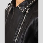 Dani Black Studded Leather Jacket - Image 2