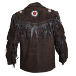 Edgy Chocolate Brown Leather Jacket with Fringes - Image 5