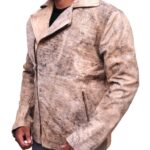 Men Distressed Brown Biker Jacket