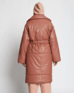 Faux Leather Puffer Trench Coat - Image 2