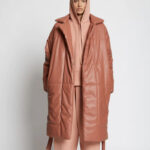 Faux Leather Puffer Trench Coat