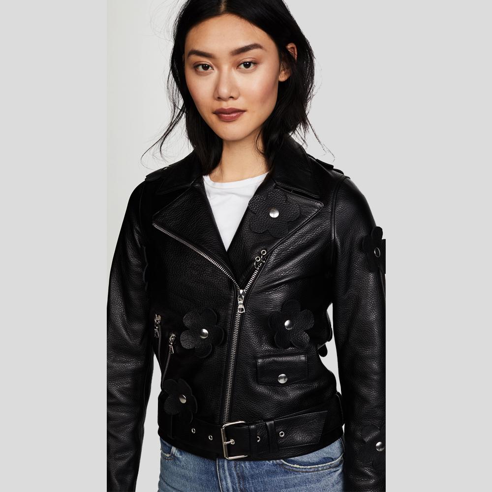 FlorenceBlackBikerLeatherJacket4.jpg Florence Black Biker Leather Jacket - Image 1