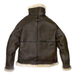 Mens Brown B-3 Bomber Genuine Leather Jacket - Image 3