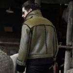 Green Mens RAF Flying Pilot Sheepskin Shearling Leather Jacket - Image 2