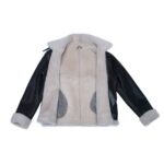 Hampton's Classic Brown Bomber Aviator Shearling Jacket with collar belt - Image 4