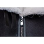 Hampton's Classic Brown Bomber Aviator Shearling Jacket with collar belt - Image 5