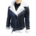 Jayne's Sheepskin Black and White Biker Shearling Jacket