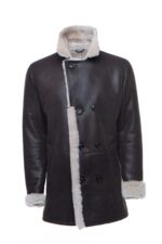 Jozef's 3/4 length brown shearling buttoned coat - Image 3