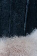Cecily's Black Shearling Sheepskin Jacket with Fox fur trim - Image 4