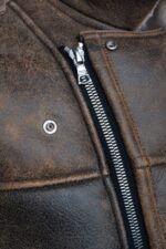 Carter's Distressed Biker bomber shearling jacket with notch lapels - Image 5