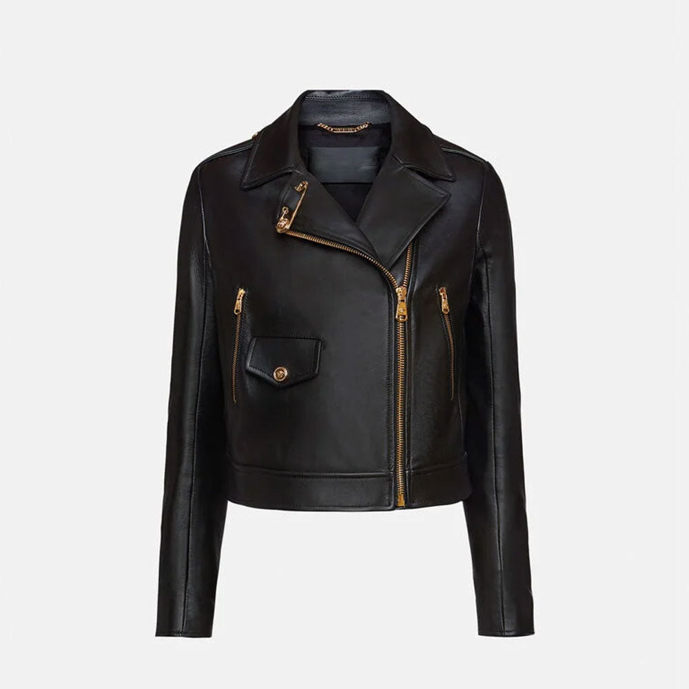 Leather-Bomber-Jackets-1-11-1.jpg women's leather biker jacket black - Image 1