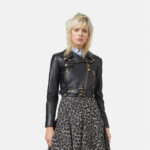 women's black sheepskin leather biker jacket - Image 2