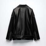 Women's black motorcycle biker  leather jacket - Image 2