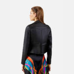 women's leather biker jacket black - Image 2