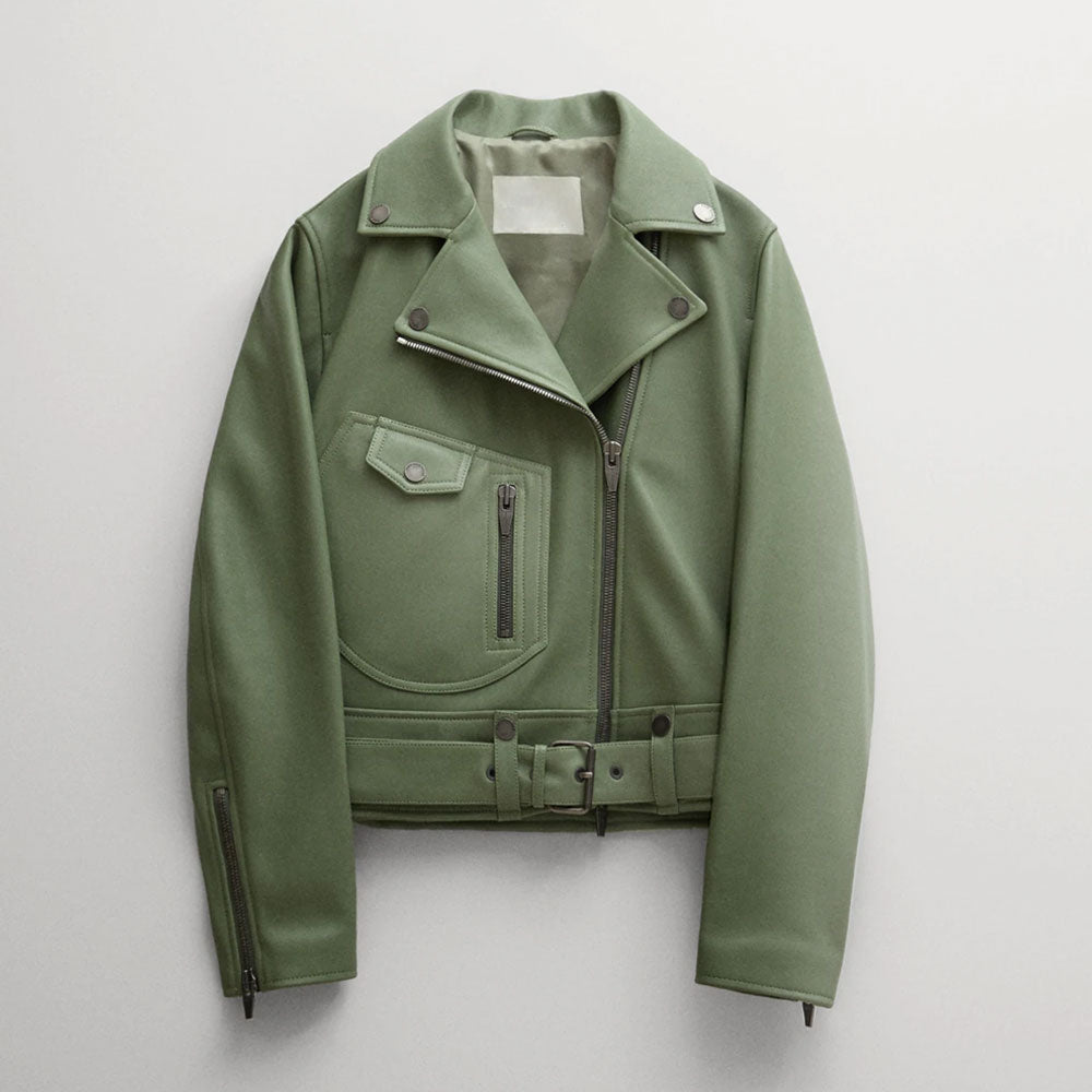 Leather-Jackets-1-1-1.jpg women's green Riding sheepskin leather biker jacket - Image 1
