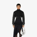 Black Women's Aviator Sheepskin Shearling Leather Bomber Jacket - Image 2
