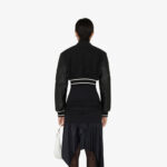 Black Women's Aviator Sheepskin Shearling Leather Bomber Jacket - Image 3