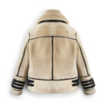 Off White Shearling Leather Jacket With Strips - Image 2