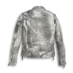Men Storm Grey Biker Leather Motorcycle Jacket - Image 2
