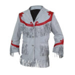 Luxurious Cloud Leather Blazer with Fringes - Image 2