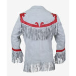 Luxurious Cloud Leather Blazer with Fringes - Image 3
