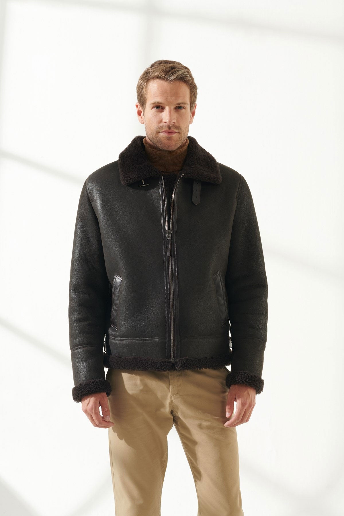 Men-Aviator-Brown-Shearling-Jacket.jpg Men Aviator Black Shearling Jacket - Image 1