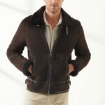 Men Aviator Brown Shearling Jacket