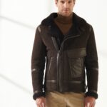 Men Aviator Brown Shearling Jacket