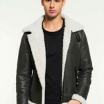 Men Aviator Grizzly Grey Shearling Jacket