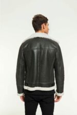 Men Aviator Grizzly Grey Shearling Jacket - Image 2