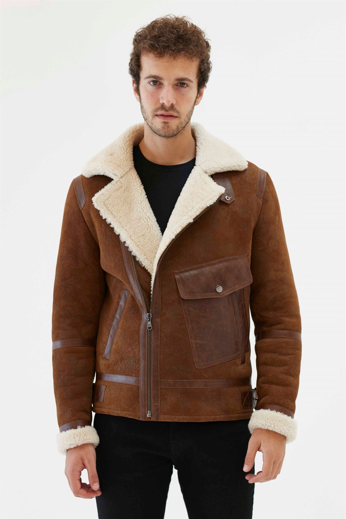 Men-Aviator-Tan_Off-White-Shearling-Jacket_2040d83d-0c8d-4dfc-9821-e0666c8b58e7.jpg Men Aviator Tan&Off White Shearling Jacket - Image 1