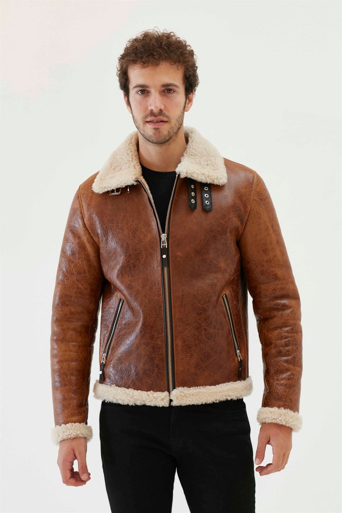 Men-Aviator-Tan_Off-White-Shearling-Jacket_7e319e93-f686-40e6-8a64-b03f1ed502ba.jpg Men Aviator Tan&Off White Shearling Jacket - Image 1